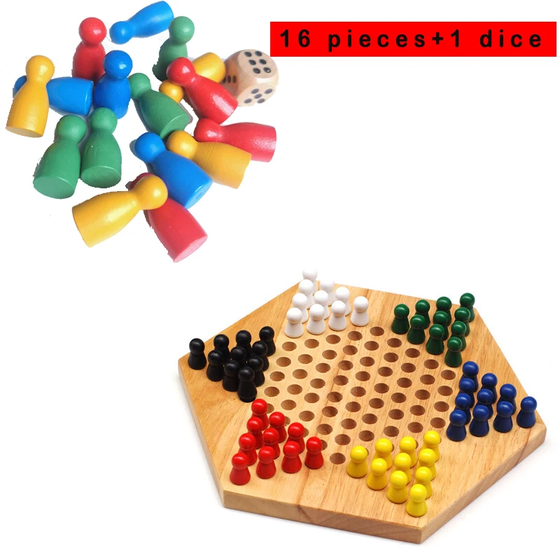 Board Game Ludo - 16ชิ้น permainan Teka-teki ไม้รูปคนสำหรับเด็ก, หมากรุกเกมกระดานไม้ชิ้นส่วนมนุษย์หมากฮอสบินหมากรุก