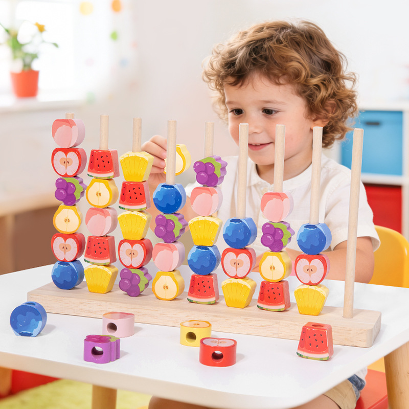 Board Game Sequence - เกมลูกคิดไม้สีสันสดใสขนาดใหญ่ ฝึกการจับคู่ลูกปัด การเรียงลำดับ และการต่อเรียง