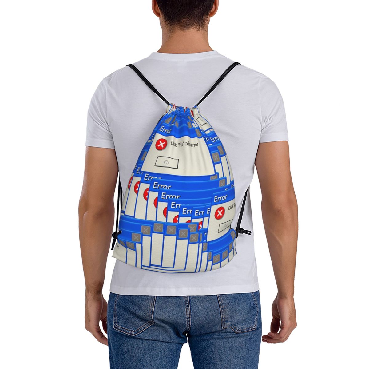 Tile Bag Drawstring - กระเป๋าเป้สะพายหลังลาย Windows Xp Error แบบสบายๆ พร้อมเชือกผูก