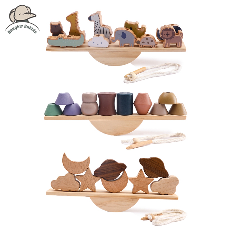 Board Game Recommendation - เด็กสัตว์ Threading ของเล่นไม้ Seesaw ของเล่นบล็อกเกมกระดาน Montessori