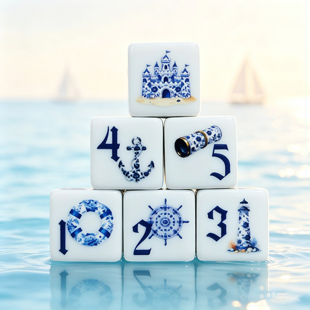 Board Game Dnd - ลูกเต๋าอะคริลิก D6 ขนาด 16 มม. สีฟ้าลายทะเล