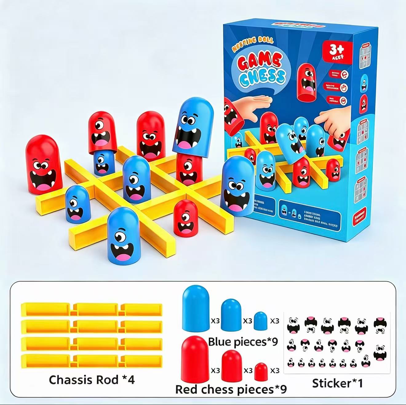 Board Game Recommendation - เกมกระดานต่อสู้แบบคู่ ทิก-แทค-โท พร้อมถ้วยซ้อนกันได้ ขนาดพกพา ของเล่นเสริมพัฒนาการตรรกะและการคิดเชิงเหตุผลสำหรับเด็กและผู้ปกครอง