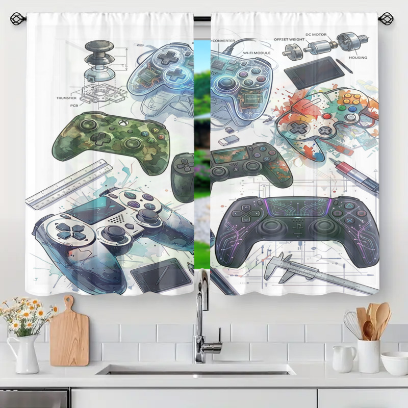 Board Game Geek - แผงวงจรควบคุมเกม ผ้าม่านตกแต่งห้องเกมเมอร์ ของตกแต่งห้องแนว Geek Pop Art