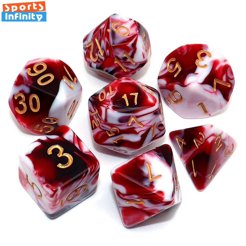7 ชิ้น/เซ็ตคู่สีลูกเต๋า Polyhe - Board Game Ludo บทวิจารณ์และราคา