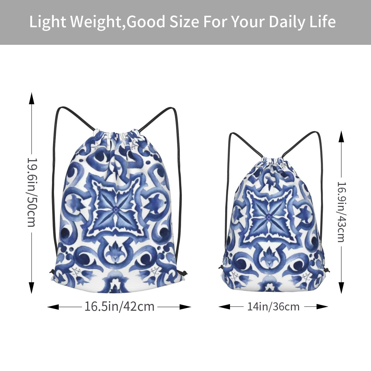 กระเป๋าเป้สะพายหลังลายดอกไม้สี - Tile Bag Drawstring บทวิจารณ์และราคา