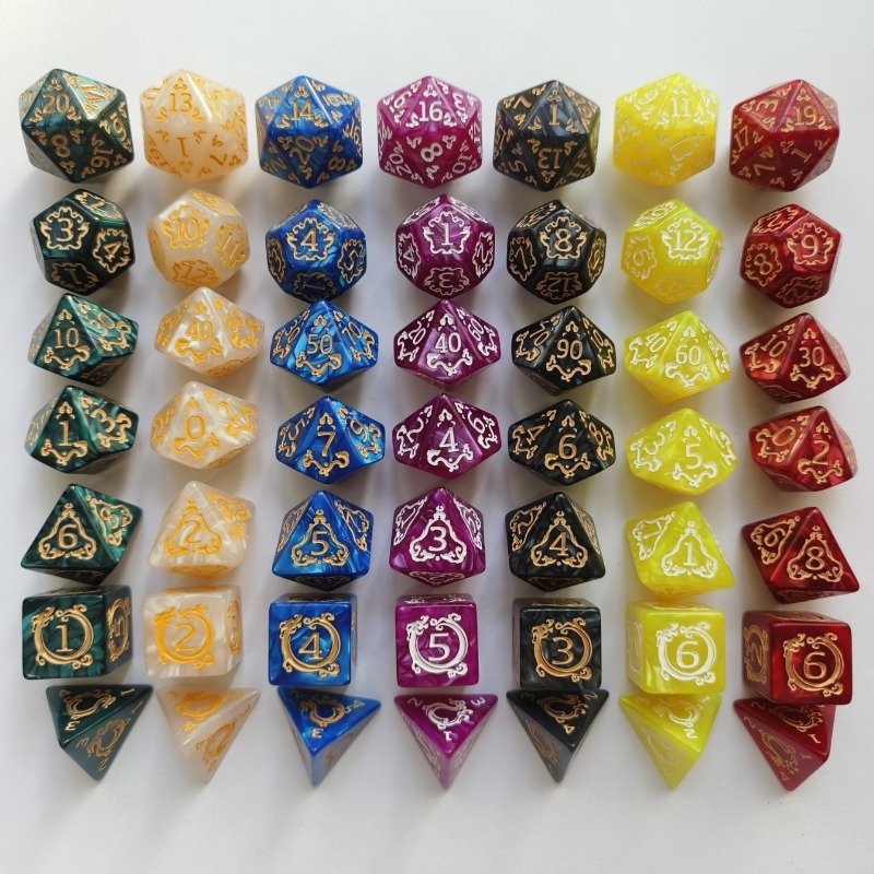 7 ชิ้นรูปแบบมังกรโพลีเฮดรัล ดี - Board Game Dnd บทวิจารณ์และราคา
