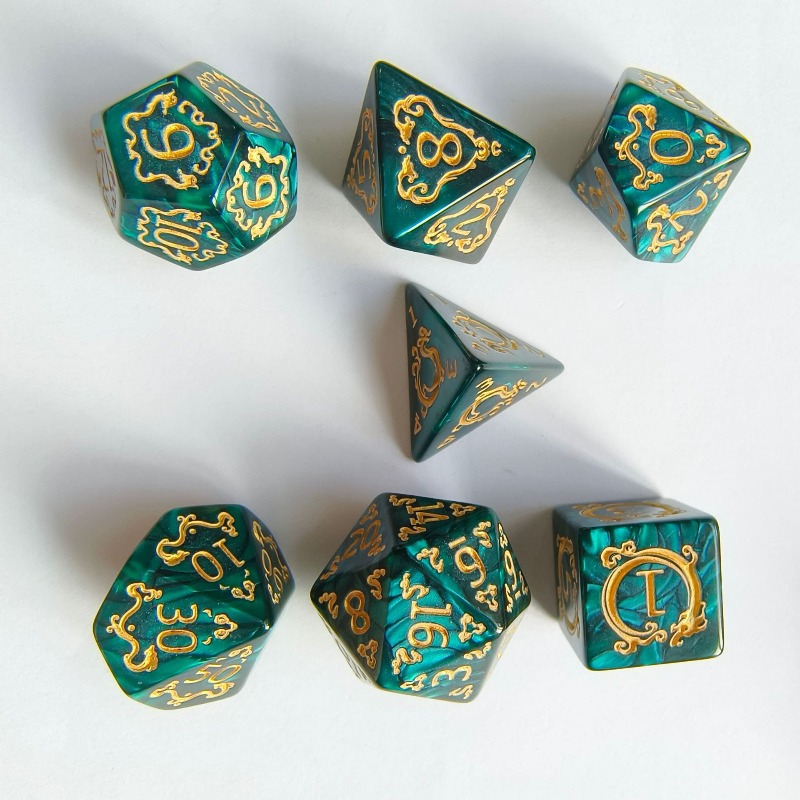 7 ชิ้นรูปแบบมังกรโพลีเฮดรัล ดี - Board Game Dnd บทวิจารณ์และราคา