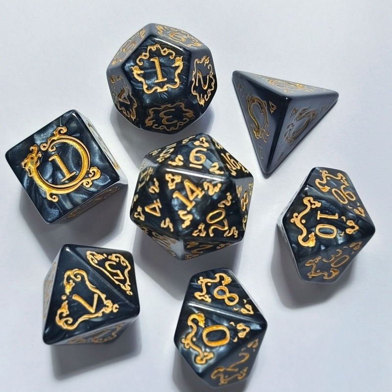7 ชิ้นรูปแบบมังกรโพลีเฮดรัล ดี - Board Game Dnd บทวิจารณ์และราคา