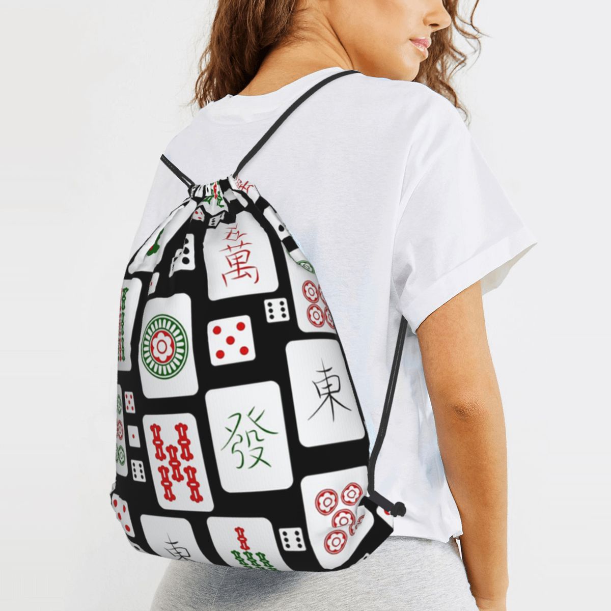 กระเป๋าเป้สะพายหลังลายไพ่นกกระ - Tile Bag Drawstring บทวิจารณ์และราคา