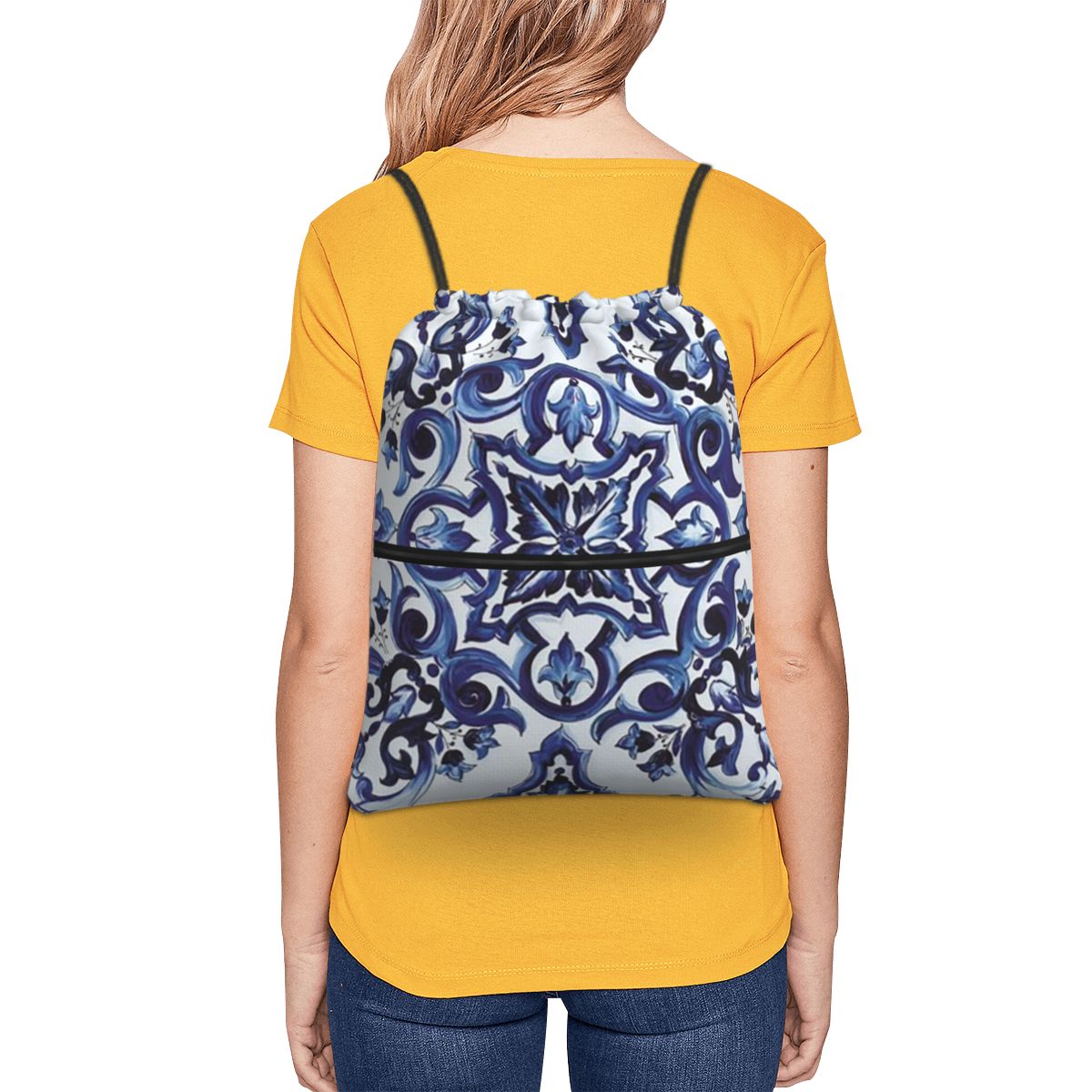 กระเป๋าเป้สะพายหลังลายดอกไม้สี - Tile Bag Drawstring บทวิจารณ์และราคา
