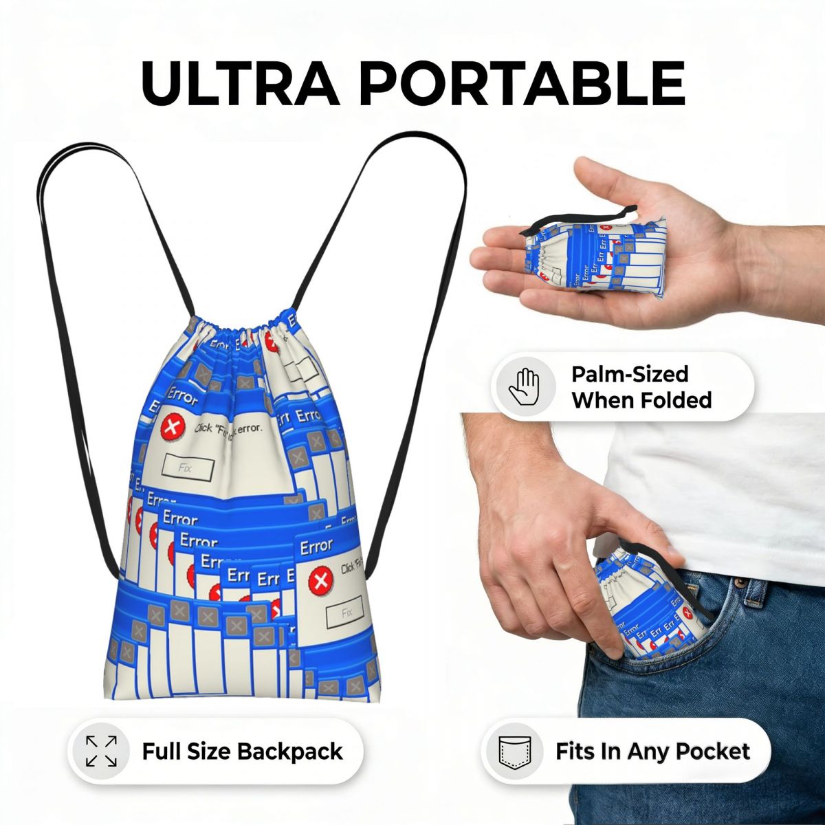 กระเป๋าเป้แบบมีเชือกผูก ลาย Wi - Tile Bag Drawstring บทวิจารณ์และราคา