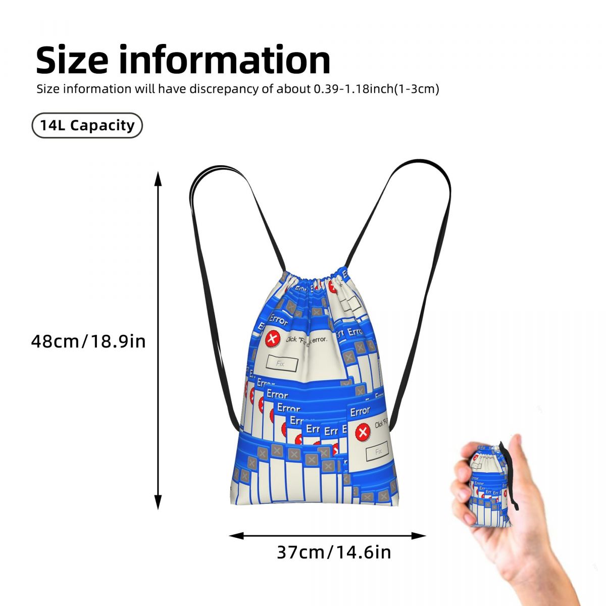 กระเป๋าเป้แบบมีเชือกผูก ลาย Wi - Tile Bag Drawstring บทวิจารณ์และราคา