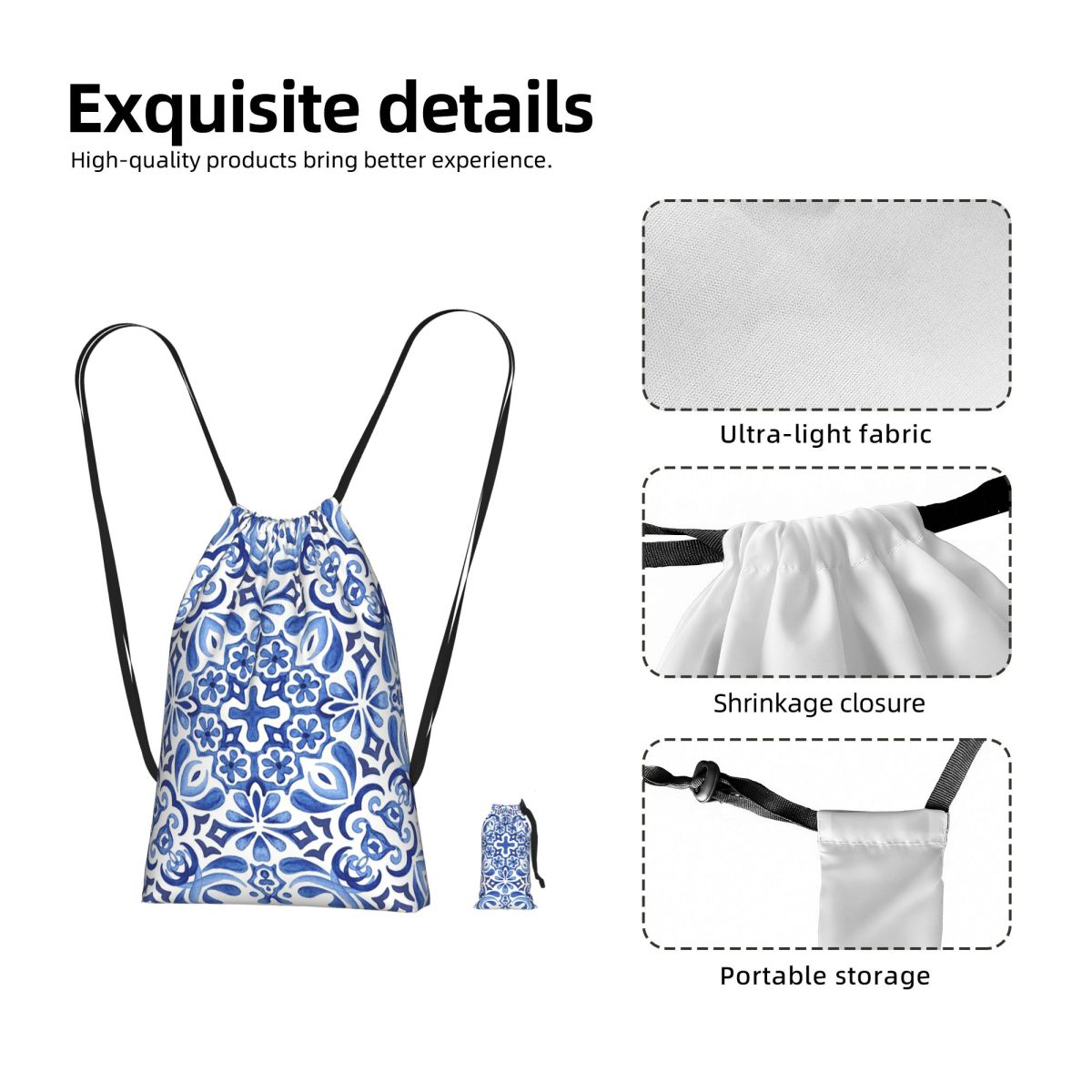 กระเป๋าเป้สะพายหลังแบบมีเชือกผ - Tile Bag Drawstring บทวิจารณ์และราคา