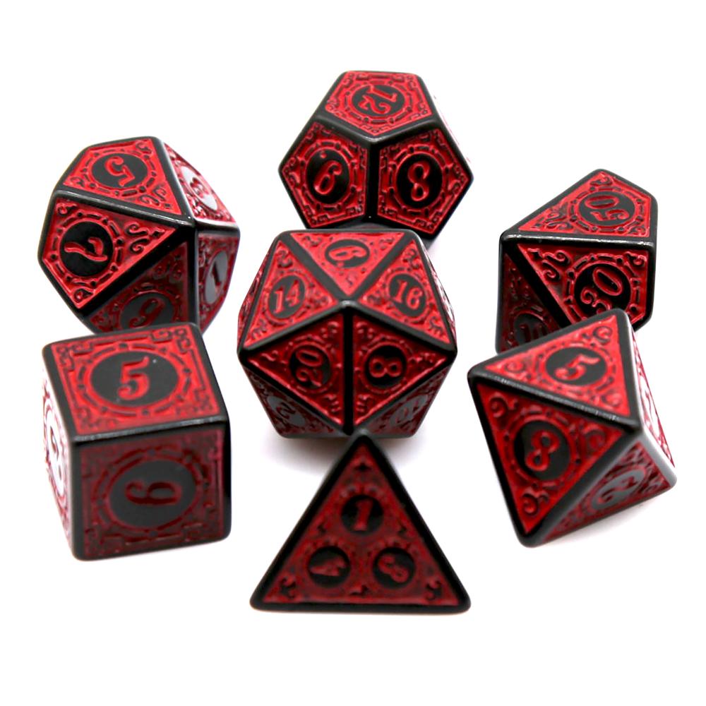 7 ชิ้นสีดำสีแดงอะคริลิคโพลีเฮด - Board Game Dnd บทวิจารณ์และราคา